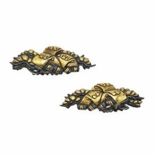 Menuki capanna forno a carbone Shakudo giapponese antica spada adatta Katana Wakizashi