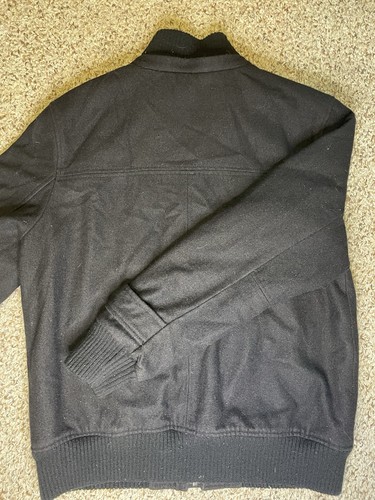 GUESS Wool Bomber Red Lined Jacket Coat Black Men's Size Medium Minor FLAWS - Picture 11 of 12