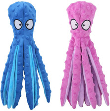 Dog Squeaky Toys Octopus - No Stuffing Crinkle Plush Dog Toys for Puppy Teeth...