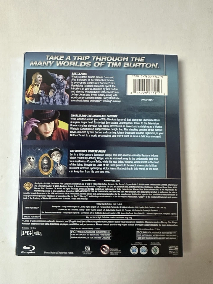 Beetlejuice / Charlie and the Chocolate Factory / Corpse Bride (Blu-ray) - NEW - Image 2 of 3
