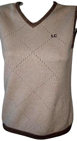 Women American Vintage Vest Beige Cotton 36 / S /