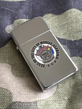 1981 Vintage Zippo Slim Lighter - Seal of the City Mobile Alabama - Founded 1702