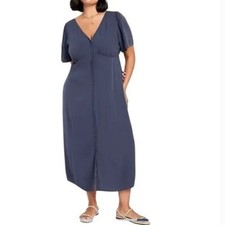 Old Navy Women’s Size XXL Midi Dress Waist Defined Button Front Volcanic Glass