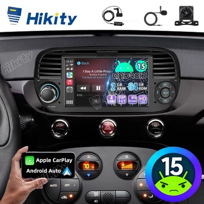2+64GB Für Fiat 500 2007~2015 Carplay Android 15 Autoradio GPS Navi BT Wifi DAB+ - Bild 1 von 4