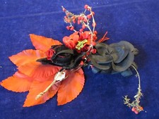 Vintage Millinery Flower Collection Red Black w/Velvet 1/4- 4" German H5158