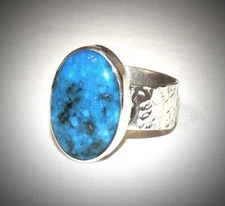 Handmade Sterling Silver .925 Ring With Kingman Arizona Turquoise Stone Jewelry