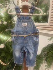 Oshkosh Embroidered Denim Girls Overalls Size 6 Months EUC