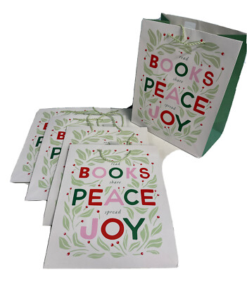 Books Peace Joy Paper Gift Bags 5-PACK Retl:$49.95 Christmas 12.75x10x5.75  NEW