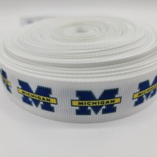 NEW 5-yards of Michigan Wolverines 7/8" wide Grosgrain Ribbon