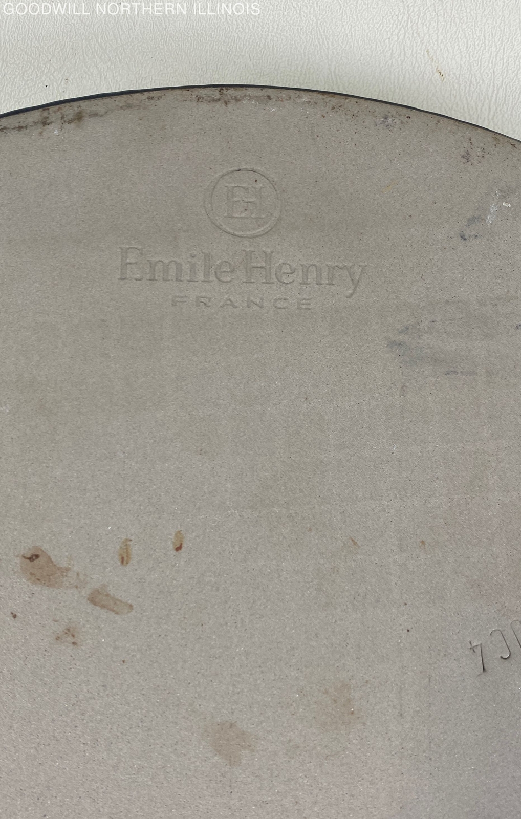 Vintage Emile Henry Black Flame Pizza Stone Porcelain Stoneware Pan