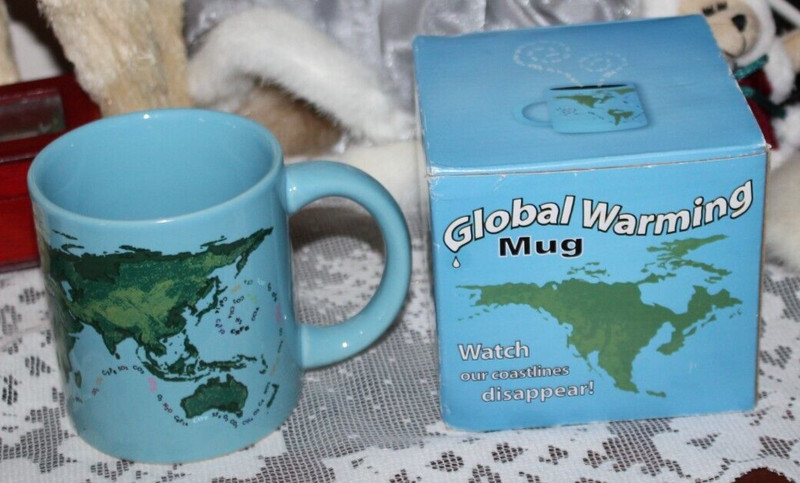 Global Warming Coffee Mug Unemployed Guild Philosophers Earth World Map NIB