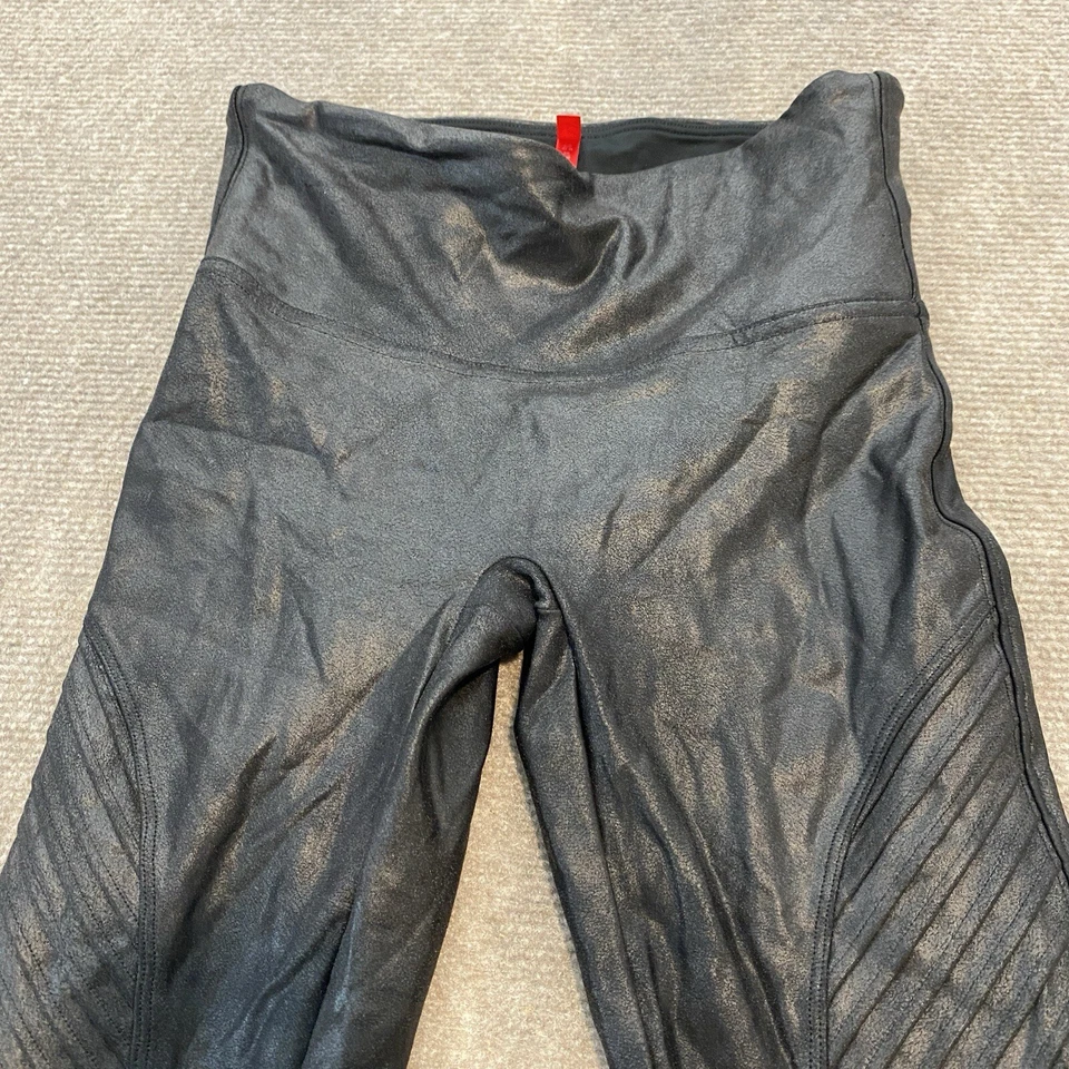 Leggings Spanx Mujer Pequeños Negros Imitación Cuero Moto Legging Estilo Foto 2 de 4