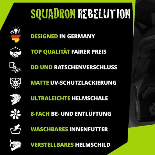 Broken Head Casco da Cross Squadrone Rebelution Camouflage-Blau - Foto 3 di 11