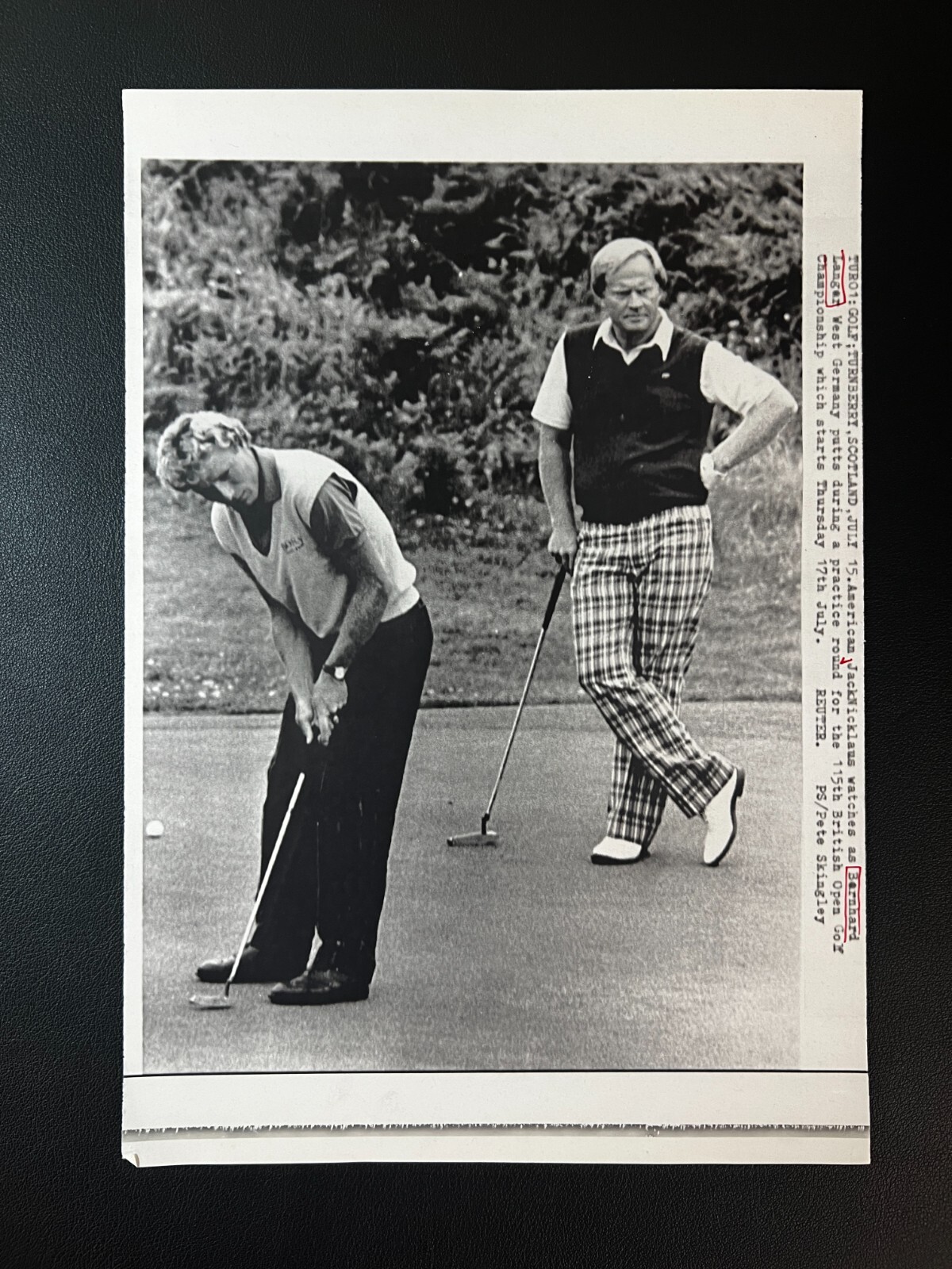 1986 Jack Nicklaus & Bernhard Langer at 115th Open Type 3 7.75x11 Photo Copy