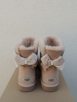 ugg mini bailey bow metallic driftwood