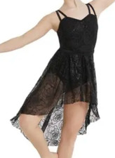 New WEISSMAN Come Home 11638 BLACK BELTED STRAP DRESS Dance Ballet LC L CHILD