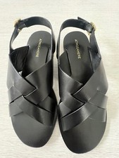 Amos & Here Black Leather Sandals Size 41 - Brand New