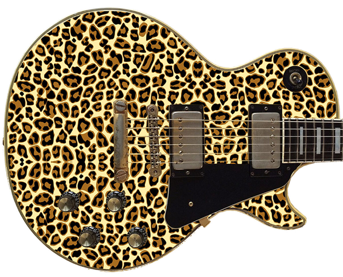 Guitar Skin Axe Wrap Bass Reface 80's Wild Leopard Print 2 Guitar Skin Axe Wrap Bass Reface 80's Wild Leopard Print 2