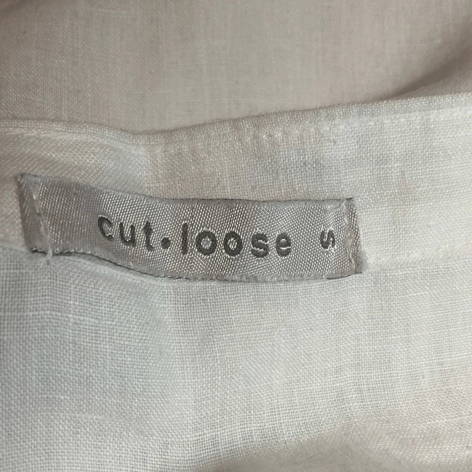 Cut Loose Size S White Linen Shirt Flare Sleeve Pullover Blouse - Image 2 of 4