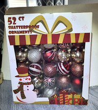 Holiday Shatterproof 52 Count Christmas Tree Ornament Box Set