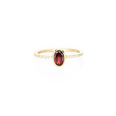 10K Yellow Gold Natural Garnet and Moissanite Women Ring Valentine's Day Gift