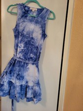 MICHAEL KORS Size S Crew Blue Tie Die Sundress Stretch Dress NWT Womens