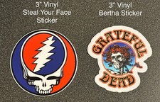Grateful Dead - 3" Vinyl Steal Your Face Sticker and 3  Vinyl Bertha Sticker