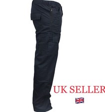 Mens Cargo Combat Work Trousers Size 28 to 52 Black Navy - Machine Washable UK