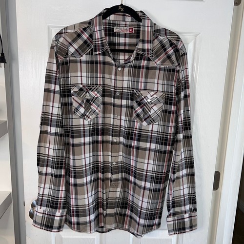 Sovereign Code Plaid Western Shirt Long Sleeve Button Up XL Casual Western - Picture 3 of 8