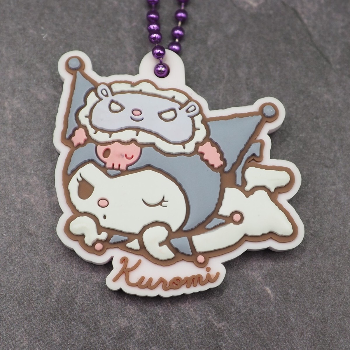 Kuromi Sanrio Characters Rubber Mascot Gummy Keychain Japan zz944