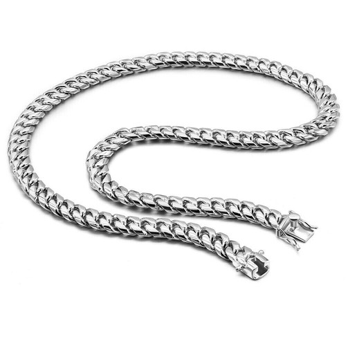 925 Sterling Silber 10mm Miami Cuban Gliederkette Herren Halskette mit Box Verschluss - Bild 5 von 6