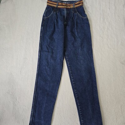 Vintage Rocky Mountain Bareback High Rise Denim 31/11 Belt Trim Accent Mom Jeans