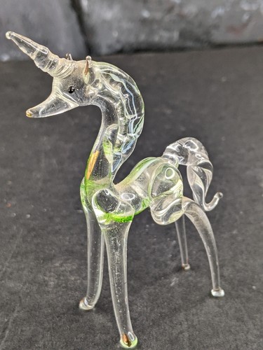 Unicornio Vidrio Soplado Hilado Fantasía 4 pulgadas Figura Arte Vidrio De Colección Regalo Místico - Imagen 2 de 9
