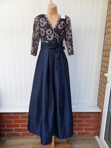 JESSICA HOWARD MARINEBLAU TAFT SCHIMMERNDE SPITZE 50ER JAHRE BALL ABSCHLUSSBALL MAXIKLEID 12 £170 NEU MIT ETIKETT - Bild 2 von 16