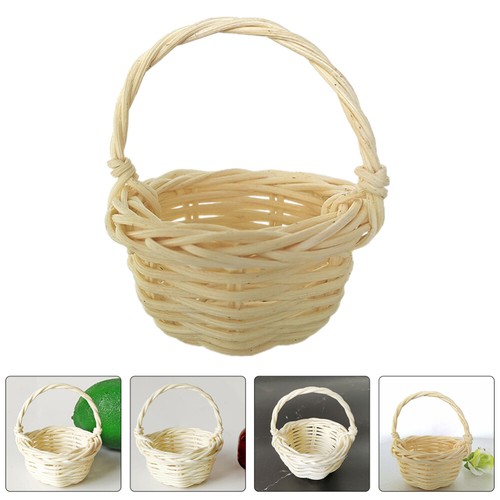 6Pcs Mini Woven Baskets Miniature Flower Basket Small Picnic Basket Mini Rattan