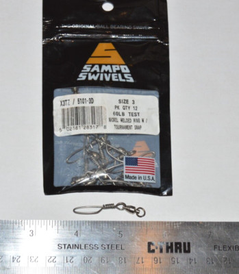 sampo swivels ball bearing swivel tournament snap size 3 60lb nickel welded ring