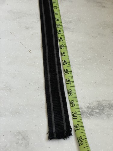 Kids Fabric Belt 30 Inches Black W Gray Stripes Gray Metal Rings - Picture 2 of 4