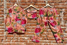 Indian Cotton Peach Fruit PJ Set Bridesmaid Pajama Set Women Nightwear Suit US