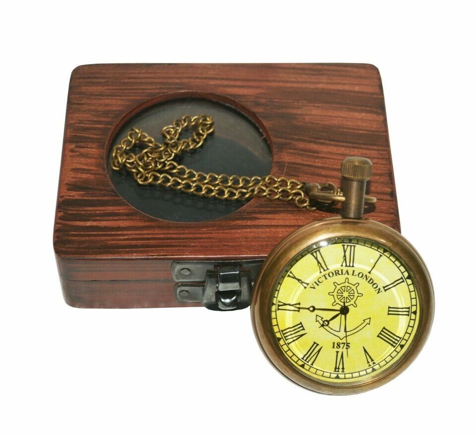 Vintage Pocket Watch Victoria London 1875 Brass Pocket Watch with