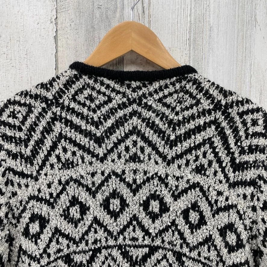 Joe Fresh Cardigan Sweater Womens XL Black White Acrylic Polyester Drape Front - Imagem 4 de 4