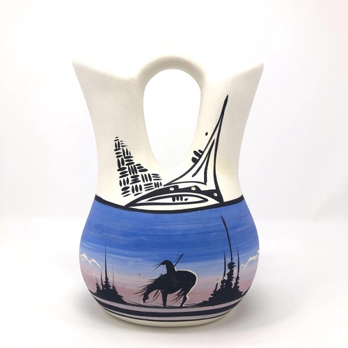 Vintage Southwest Native American WEDDING JUG Ceramic POTTERY Vase Signed 92 - Picture 7 of 9