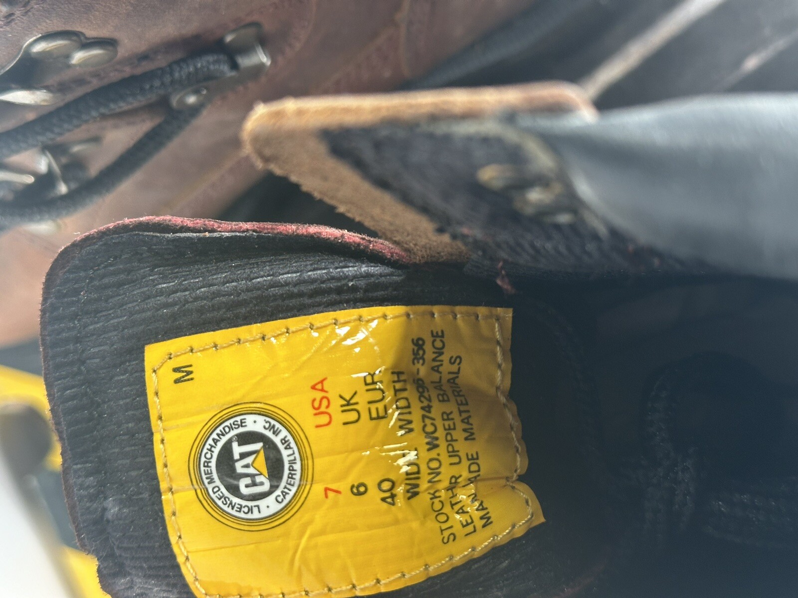 Caterpillar VINTAGE Footwear USA Leather Mens Work Boots UK 6 USA 7 Cat