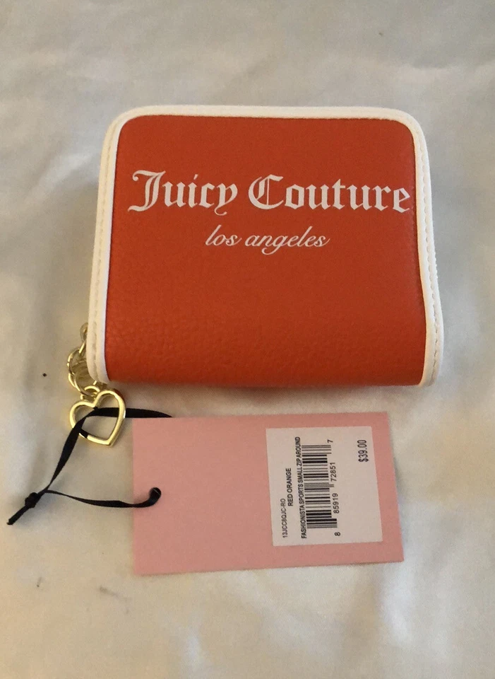 Cartera deportiva Juicy Couture Fashionista pequeña ZA color rojo naranja y blanco nueva con etiquetas Foto 2 de 4