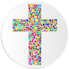 Colorful Rainbow Cross - 25 Pack Circle Stickers 3 Inch - Christian Jesus Christ