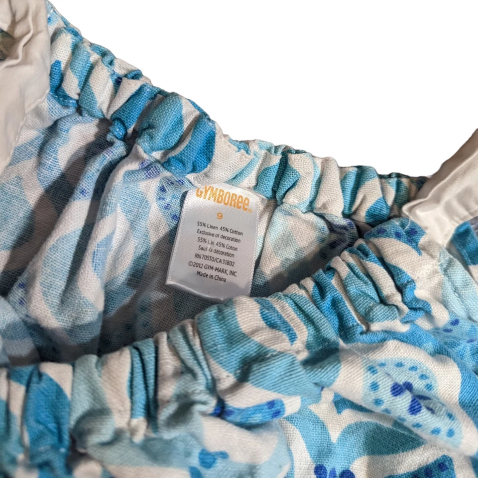Vestido Gymboree Niñas Mezcla de Lino Aqua Verano Borla Azulejo Estampado Talla 9 Azul Blanco Foto 4 de 4