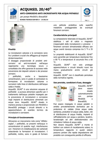 AcquaSIL 20/40 Anticorrosivo antincrostante per pompe MiniDOS e BravaDOS - 5Kg - Foto 2 di 3