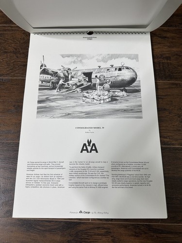 1994 American Airlines Cargo Plane Artwork By Robert Taylor Calendar-Style NM- - Picture 10 of 13