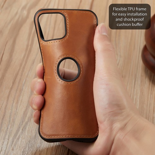 Funda delgada de cuero de lujo delgada a prueba de golpes para iPhone 15 14 13 12 Pro Max - Imagen 2 de 9