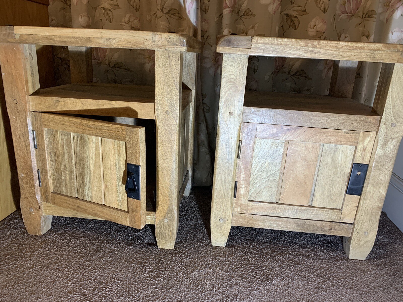OAK Solid BEDSIDE x2 eBay