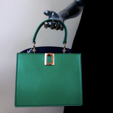 Roger Vivier So Vivier Mini Bag Green & Navy Leather Crossbody Tote New